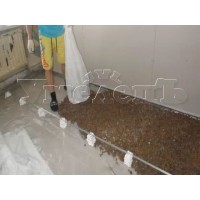Укладка керамзита толщиной слоя 10 см